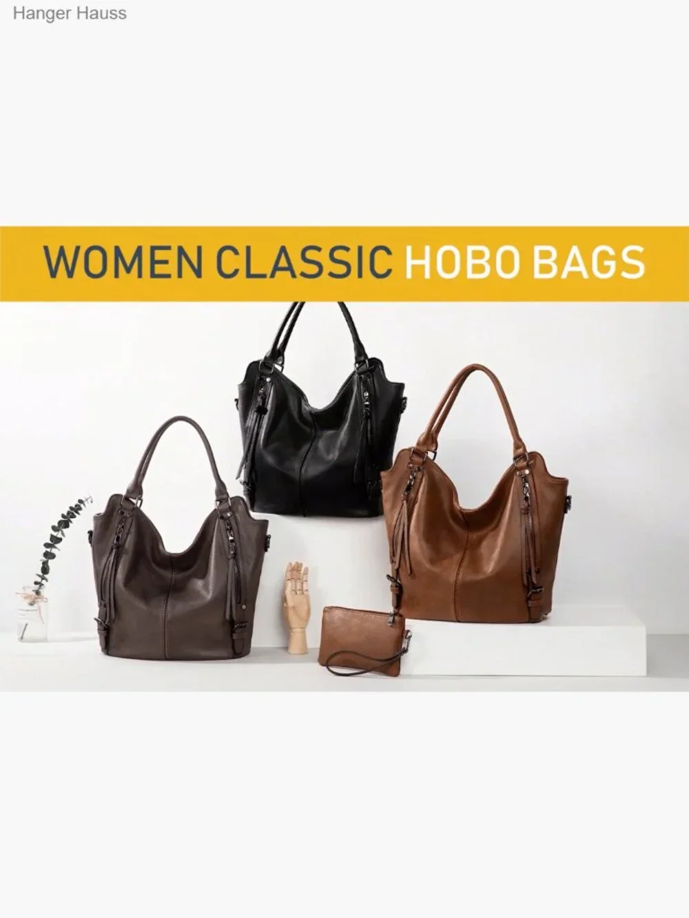 PU Leather Hobo Shoulder Bag Large Capacity Tote Purse